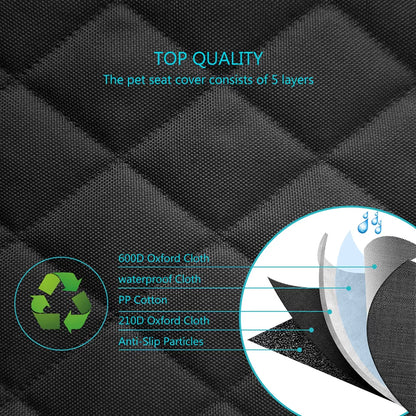 Dog Car Seat Cover Pet Travel Carrier Mattress Waterproof Dog Car Seat Protector Mat with Middle Seat Armrest for Dogs